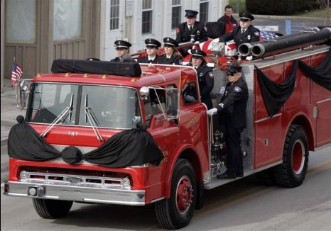 Fire Apparatus with Black Bunting