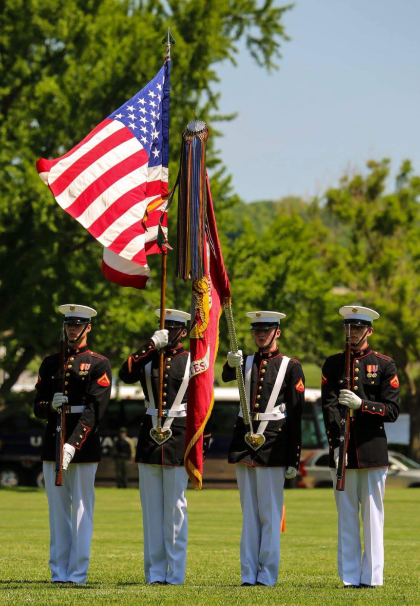 Marine Barracks Washington Marine Corps Color Guard at Present