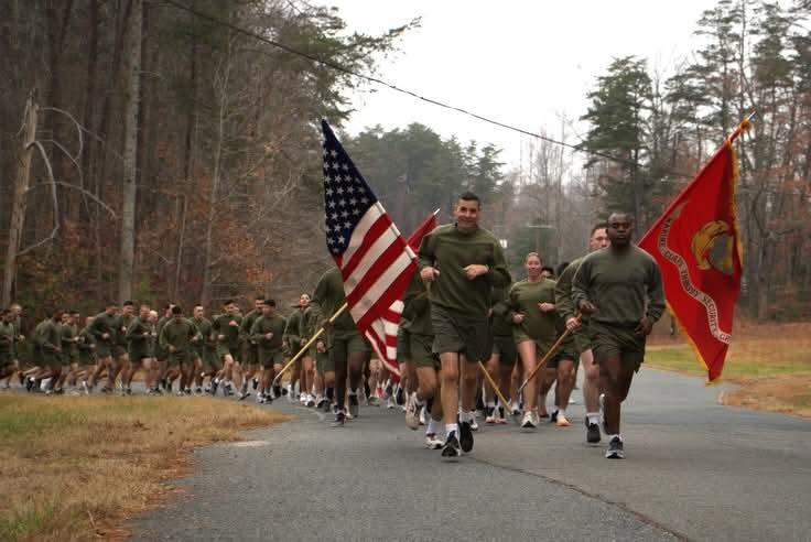 USMC Running with Guidon and Colors