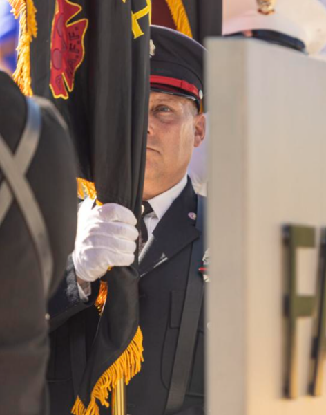 Fire Color Bearer Holding Silk