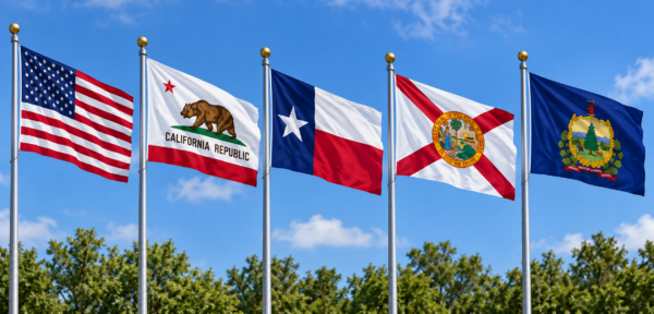 Display of state flags with US higher