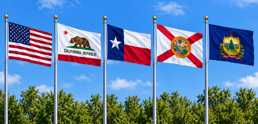 Display of state flags with same height